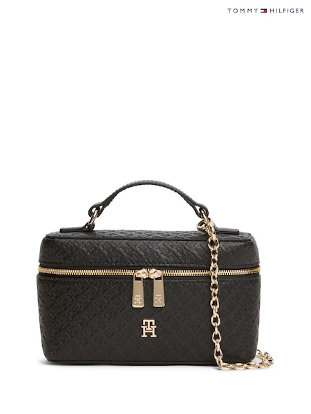 Black - Tommy Hilfiger Icon Chain Strap Vanity Case Purse