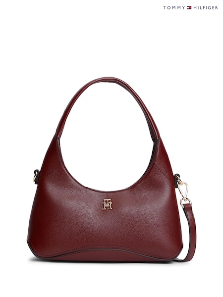 Red - Tommy Hilfiger Th Monogram Plaque Cross-body Hobo Bag