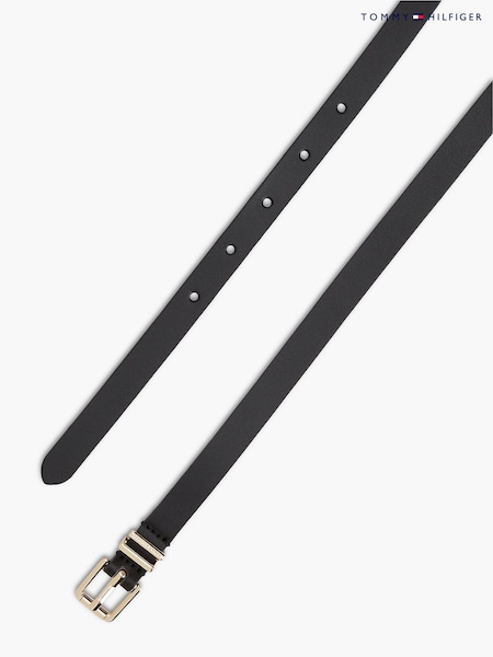 Black - Tommy Hilfiger Square Roller Buckle Leather Belt