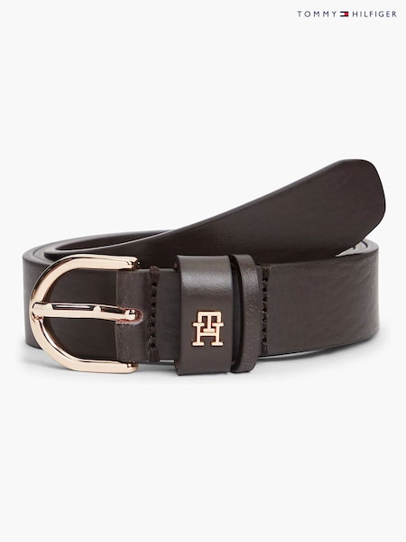 Brown - Tommy Hilfiger Monogram Leather Belt