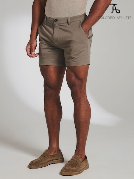 Natural - Regular Tailored Athlete Muscle Fit Chino Shorter Length Shorts