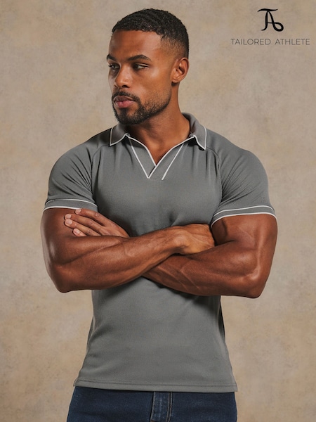 Green - Regular Tailored Athlete Muscle Fit Tipped Textured Open Collar Polo Shirt