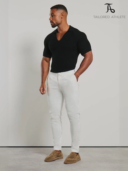 Black - Regular Tailored Athlete Muscle Fit Textured Knitted V-neck Open Collar Polo Shirt