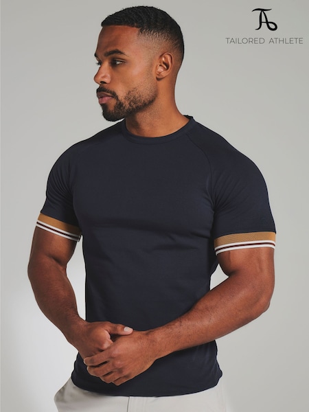 Blue - Regular Tailored Athlete Muscle Fit Tipped T-shirt