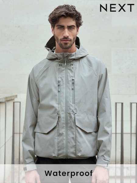 Gri - Zip Through Hooded Waterproof Jacket (646003) | 473 LEI