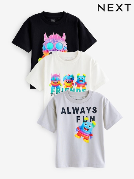 Schwarz/Weiß - 100% Cotton Short Sleeve Character T-Shirts 3 Pack (3mths-7yrs) (646009) | 16 € - 19 €