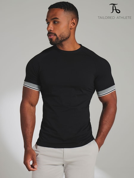 Black - Regular Tailored Athlete Muscle Fit Tipped T-shirt