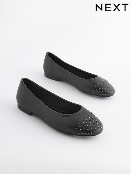 Black Forever Comfort Studded Toe Cap Ballerinas (646301) | €14.50