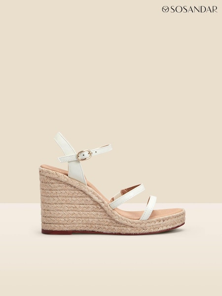 Sosandar Triple Band High Wedge Espadrille Sandals (646466) | €118