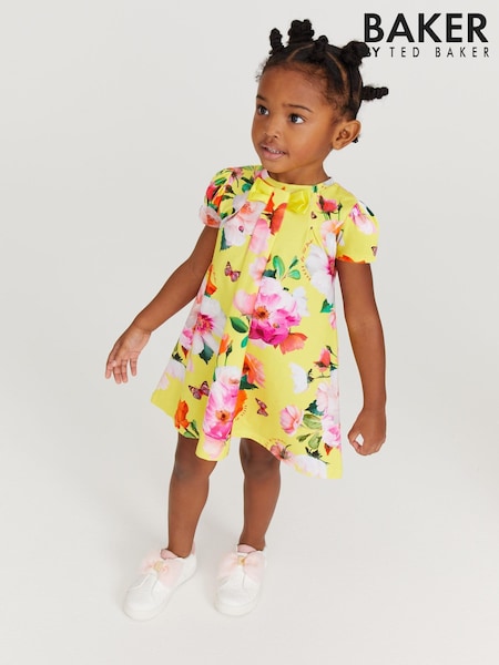 Baker by Ted Baker Yellow Floral Jersey Dress (647097) | 91 LEI - 100 LEI