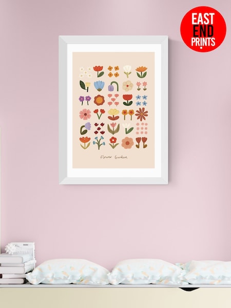 East End Prints Flower Garden Soft Pink Wall Art Print By Kid Of The Village
