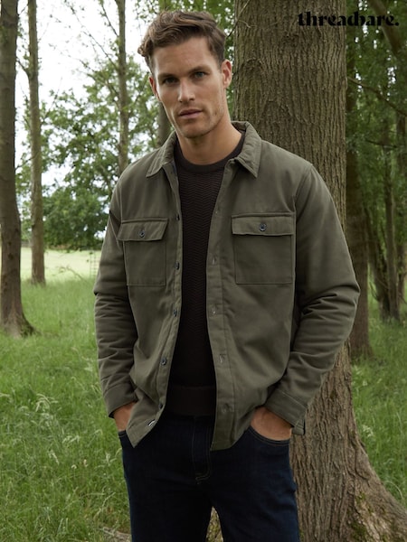 Threadbare Khaki Check Lined Cotton Shacket (647139) | €46