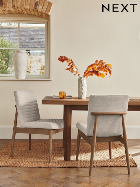 Set of 2 Tweedy Plain Light Natural Atlas Walnut Effect Leg Dining Chairs (648021) | €440