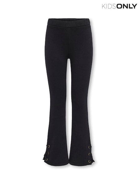 Svart - Only Kids Flared Leggings With Lace-up Detail