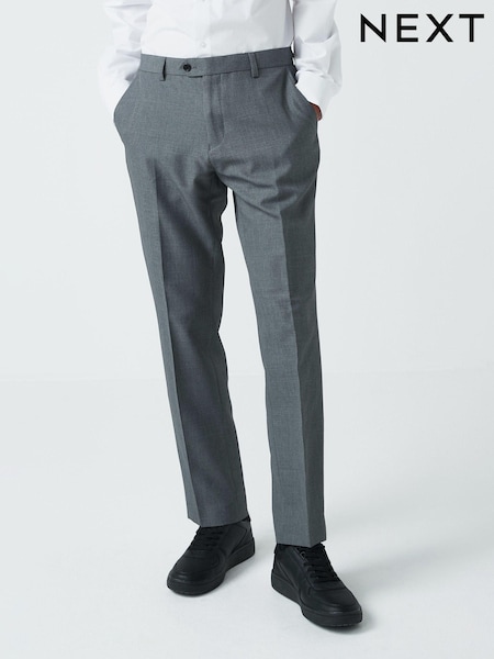 Light Grey Slim Machine Washable Plain Front Smart Trousers (648150) | €26
