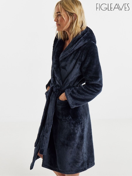 Blue - Figleaves Figleaves Luxe Plush Robe
