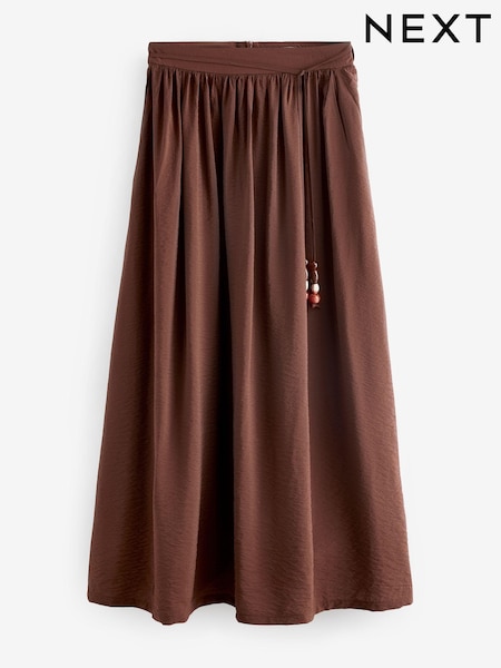 rjava - Textured Maxi Skirt With Beaded Belt (648371) | € 18