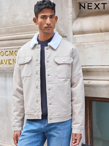 Neutralny - Borg Collared Denim Trucker Jacket (648464) | 182 zł