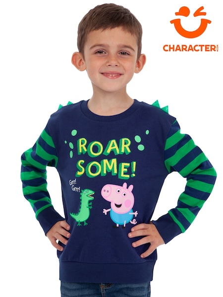 Character Blue George Pig Dinosaur Stripe 100% Cotton Sweatshirt (648471) | €17