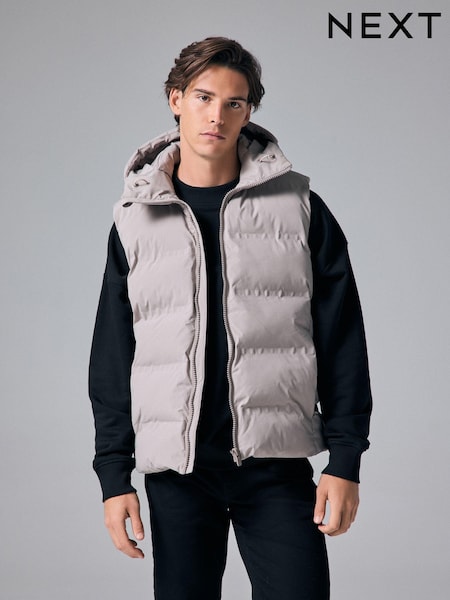 Dark Stone Shower Resistant Heatseal Hooded Gilet (648508) | €19