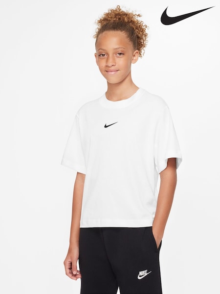 Nike White Oversized Essentials Boxy 100% Cotton T-Shirt (648540) | €13