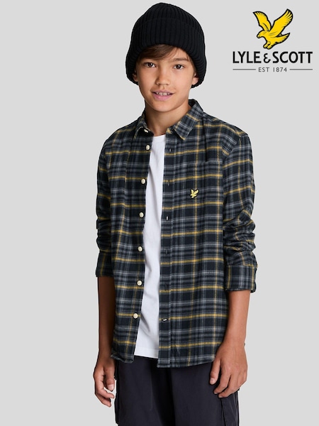 Lyle & Scott Black 100% Cotton Tartan Check Boys Shirt (648764) | $55