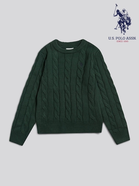 Zaļš - U.s. Polo Assn. Cable Knit Crew Neck Jumper