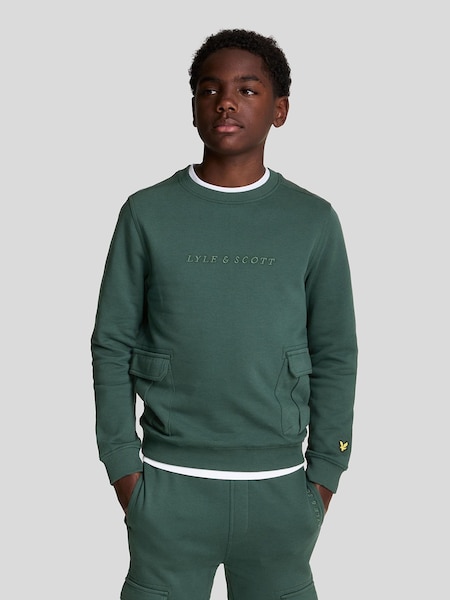 Lyle & Scott Green Boys Utility Cargo Jersey 100% Cotton Sweatshirt (648867) | €36