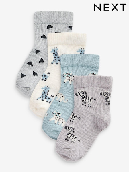 Green/Grey Character Baby Socks 4 Pack (0mths-2yrs) (649309) | 18 QAR