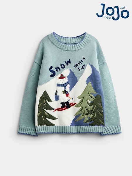 Light Blue Yeti - Jojo Maman Bébé Embroidered Jumper