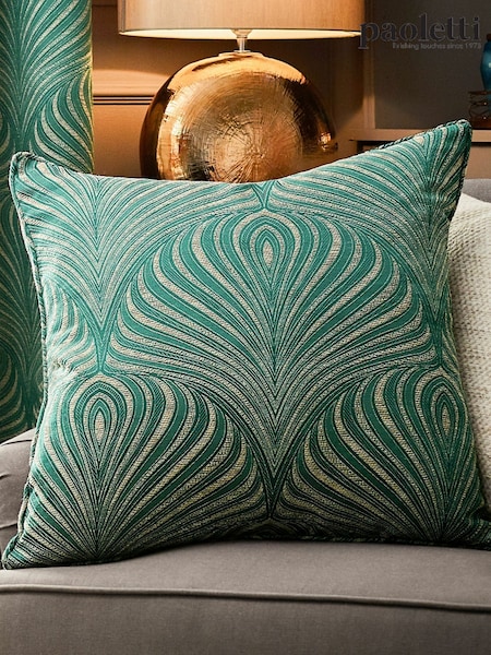 Riva Paoletti Emerald Gatsby Jacquard Eyelet Cushion (650292) | AED198