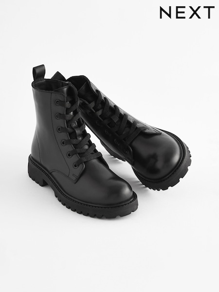 Schwarz - Leather Lace Up Boots (650490) | 35 € - 42 €