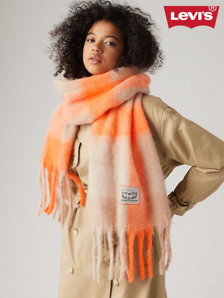 Portocaliu/Alb - Levi's Pop of Plaid Cosy 100% Cotton Eșarfă (650573) | 188 LEI
