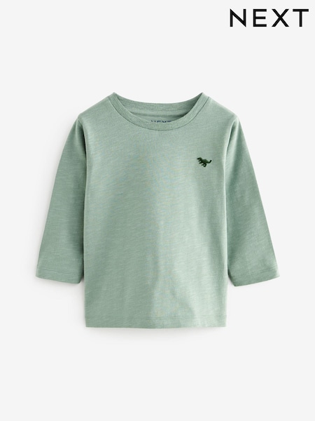 Mineral Green Long Sleeve Plain T-Shirt (3mths-7yrs) (650616) | R$ 40 - R$ 60