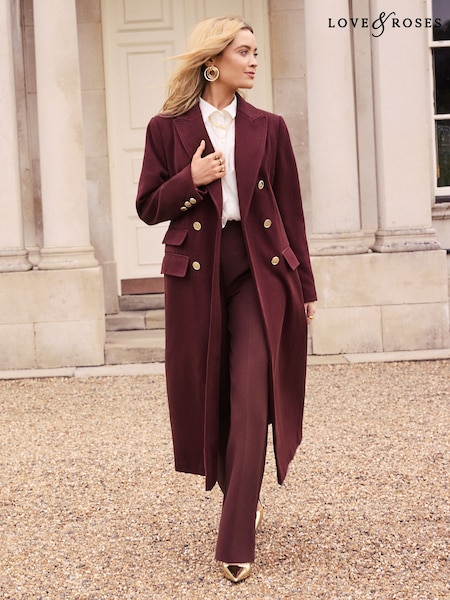 Love & Roses Double Breasted Hourglass Longline Coat (650717) | 384 LEI