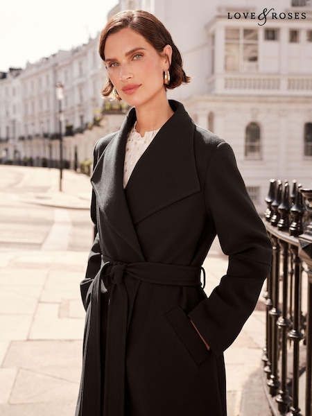 Nero - Love & Roses Shawl Collar Belted Coat (650744) | € 138