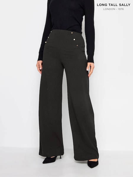 Long Tall Sally Black Button Detail Wide Leg Trousers (650964) | €24
