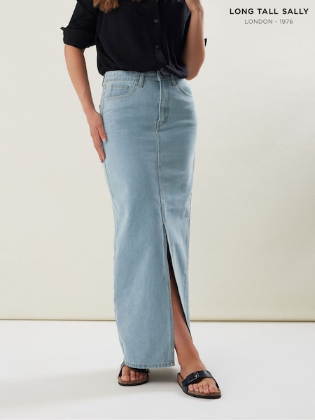 Long Tall Sally Blue 100% Cotton Denim Maxi Skirt (651073) | ₪191