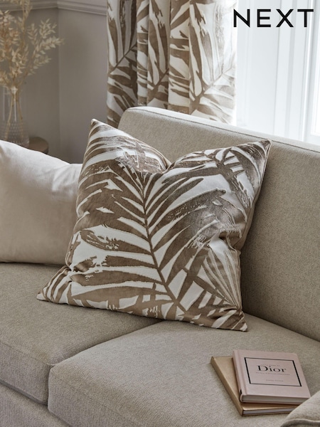 Gold Cut Velvet Palm Leaf 50 x 50cm Cushion (651186) | $41