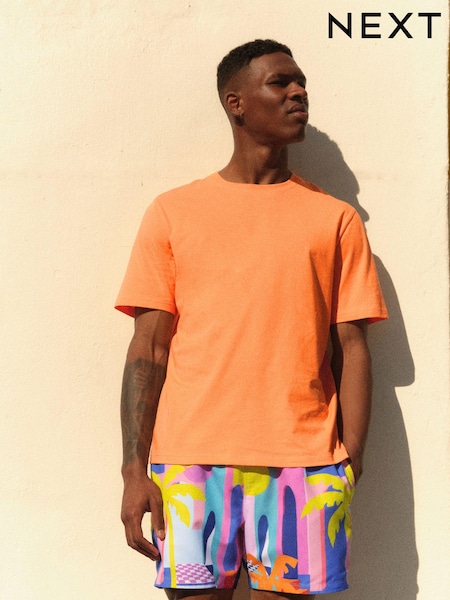 Orange Regular Fit Essential Crew Neck 100% Cotton T-Shirt (651281) | €3