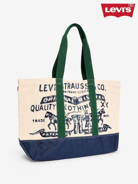 Levi's® Ecru Two Horse Printed 100% Cotton Tote Bag (651443) | €64