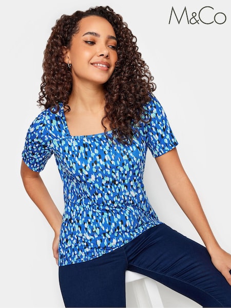 M&Co Blue Square Neck Top (651461) | €18