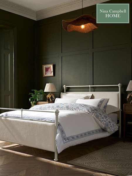 Nina Campbell White Ferronier Metal and Upholstered Bed (651488) | €503 - €631
