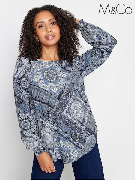 M&Co Petite Scarf Print Blouse (651727) | 103 LEI