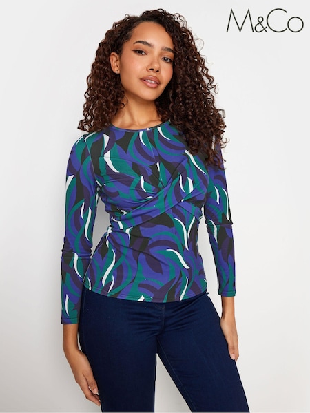 M&Co Blue & Green Abstract Print Twist Top (651756) | R$ 285