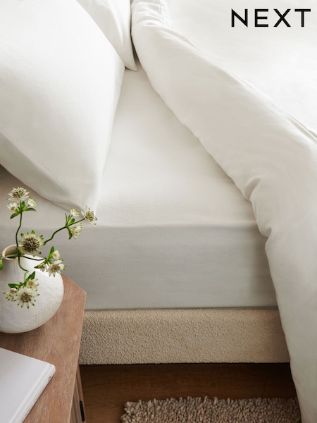 White Brushed 100% Cotton Supersoft Deep Fitted Sheet (651833) | $26 - $42