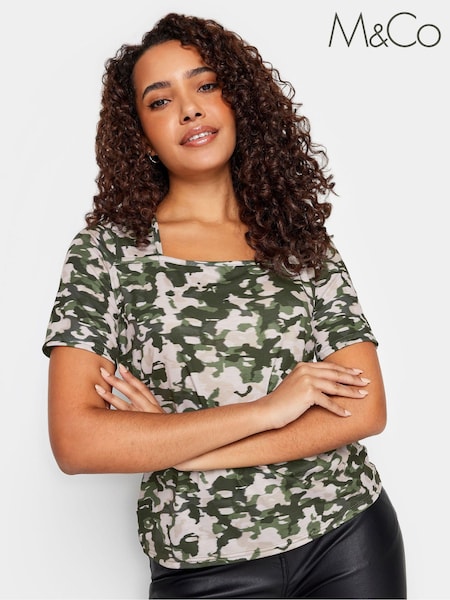 M&Co Green Square Neck Top (651848) | €8