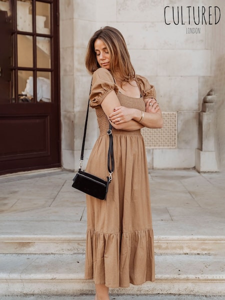 Schwarz - Cultured London Rosalia Suede & Leather Evening & Clutch Bag