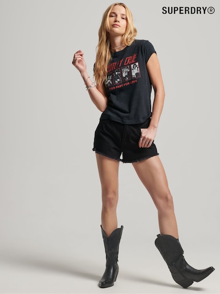Superdry Black Mötley Crüe Cap Sleeve T-Shirt (652546) | €37