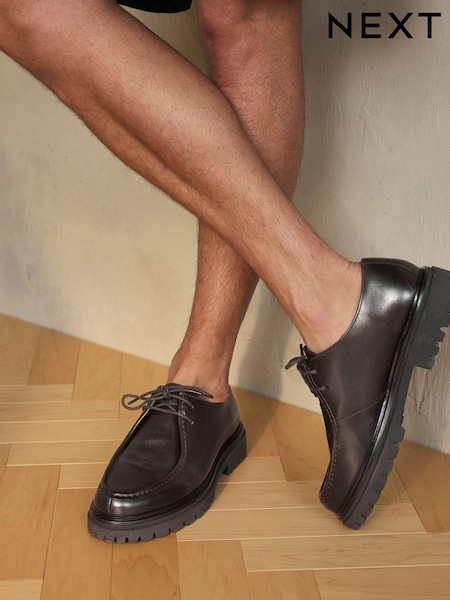 Brown EDIT Cleated Leather Apron Toe Shoes (653646) | €37